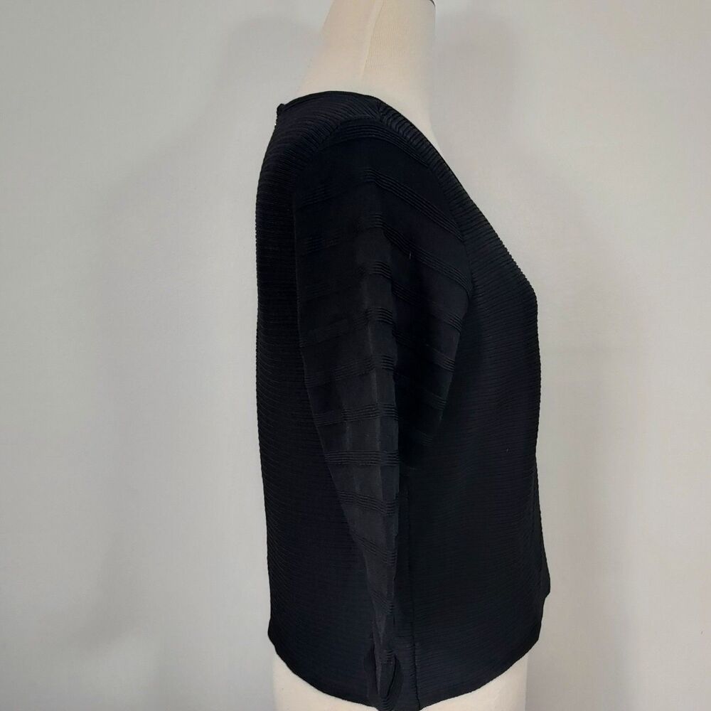 Ivanka Trump Solid Black Ribbed Textured Shirt Top size XL Minimalist Stretch - Picture 5 of 13
